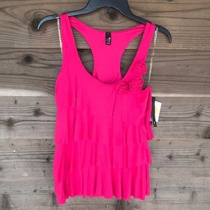 iNg Collection Ruffle Rose Appliqué Racerback Tank